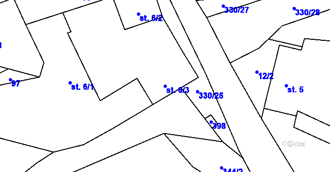 Parcela st. 6/3 v KÚ Buková u Nížkova, Katastrální mapa