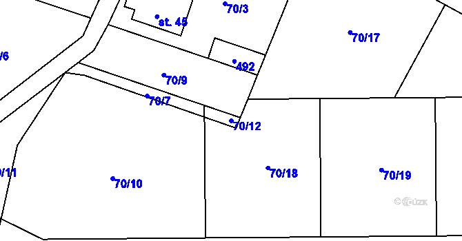 Parcela st. 70/12 v KÚ Buková u Nížkova, Katastrální mapa