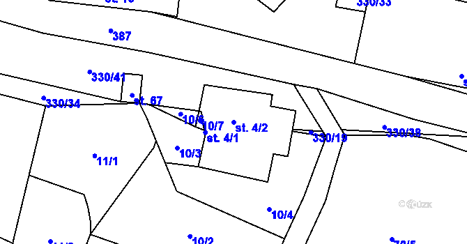 Parcela st. 4/2 v KÚ Buková u Nížkova, Katastrální mapa