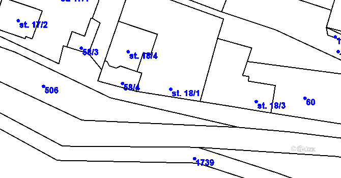 Parcela st. 18/1 v KÚ Nížkov, Katastrální mapa