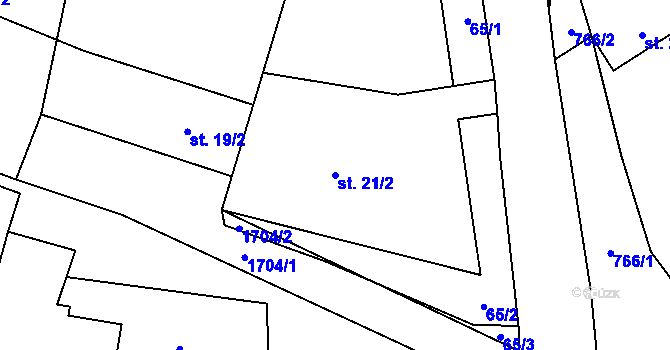 Parcela st. 21/2 v KÚ Nížkov, Katastrální mapa