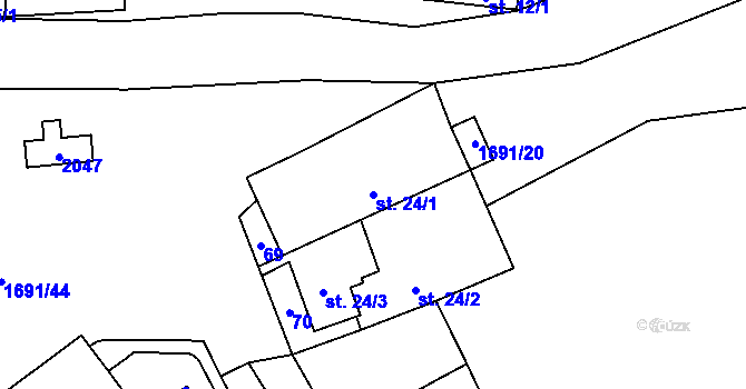 Parcela st. 24/1 v KÚ Nížkov, Katastrální mapa