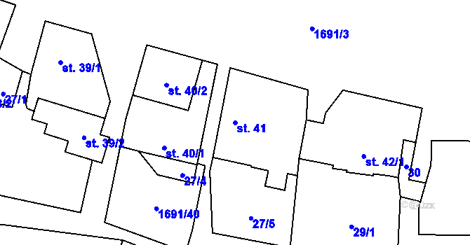 Parcela st. 41 v KÚ Nížkov, Katastrální mapa
