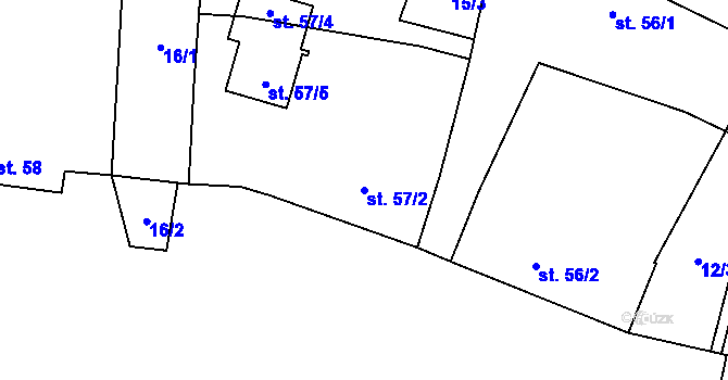 Parcela st. 57/2 v KÚ Nížkov, Katastrální mapa
