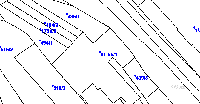 Parcela st. 65/1 v KÚ Nížkov, Katastrální mapa