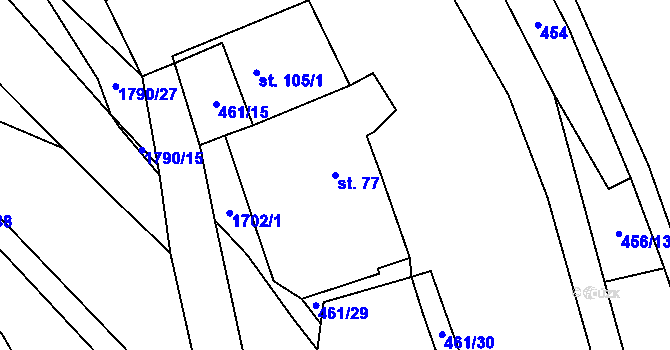Parcela st. 77 v KÚ Nížkov, Katastrální mapa