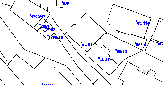 Parcela st. 91 v KÚ Nížkov, Katastrální mapa