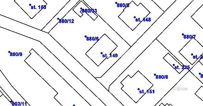 Parcela st. 149 v KÚ Nížkov, Katastrální mapa