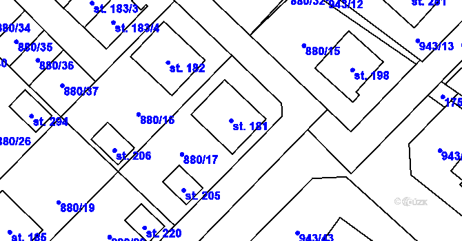 Parcela st. 181 v KÚ Nížkov, Katastrální mapa
