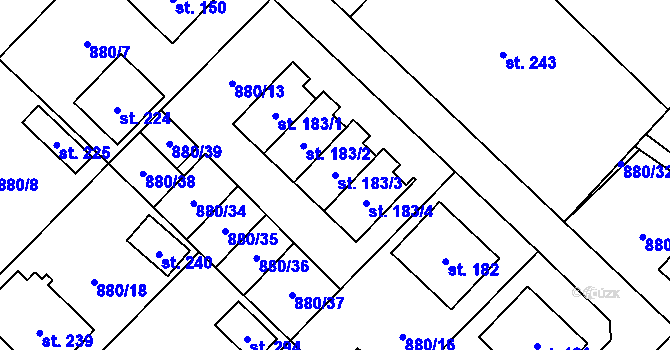 Parcela st. 183/3 v KÚ Nížkov, Katastrální mapa