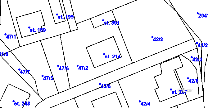 Parcela st. 214 v KÚ Nížkov, Katastrální mapa