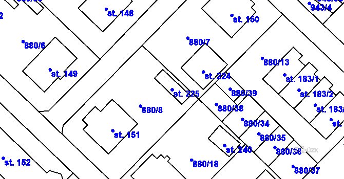 Parcela st. 225 v KÚ Nížkov, Katastrální mapa