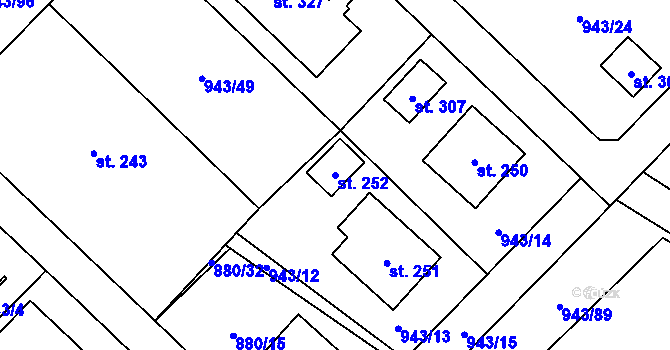 Parcela st. 252 v KÚ Nížkov, Katastrální mapa