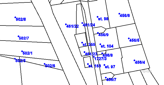 Parcela st. 255 v KÚ Nížkov, Katastrální mapa