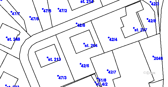 Parcela st. 264 v KÚ Nížkov, Katastrální mapa
