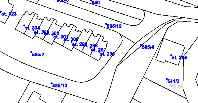 Parcela st. 296 v KÚ Nížkov, Katastrální mapa