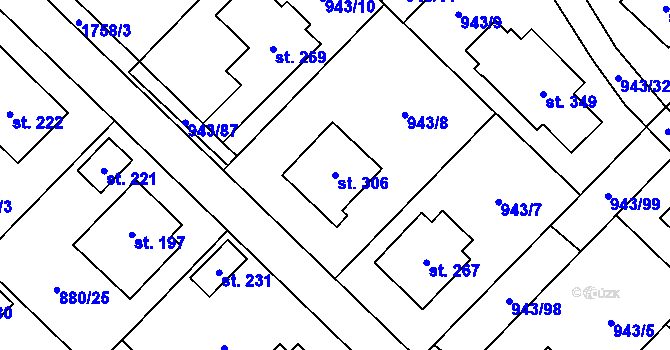 Parcela st. 306 v KÚ Nížkov, Katastrální mapa