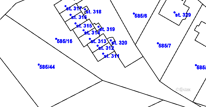 Parcela st. 311 v KÚ Nížkov, Katastrální mapa