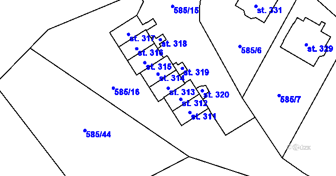 Parcela st. 313 v KÚ Nížkov, Katastrální mapa