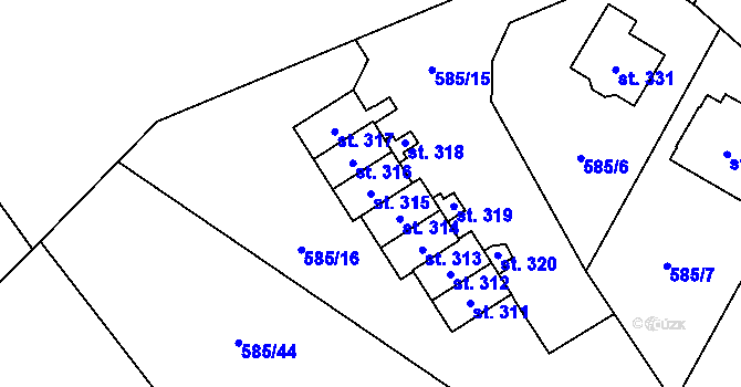 Parcela st. 315 v KÚ Nížkov, Katastrální mapa