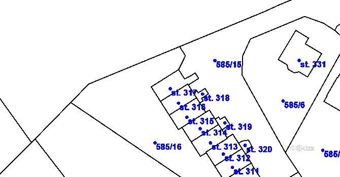 Parcela st. 317 v KÚ Nížkov, Katastrální mapa