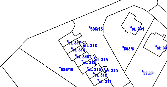 Parcela st. 318 v KÚ Nížkov, Katastrální mapa