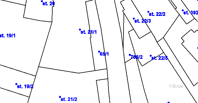 Parcela st. 65/1 v KÚ Nížkov, Katastrální mapa