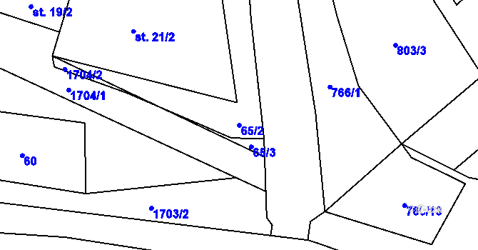 Parcela st. 65/2 v KÚ Nížkov, Katastrální mapa