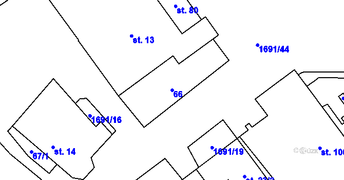 Parcela st. 66 v KÚ Nížkov, Katastrální mapa