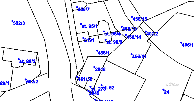 Parcela st. 456/1 v KÚ Nížkov, Katastrální mapa
