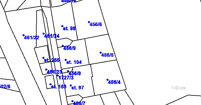 Parcela st. 456/5 v KÚ Nížkov, Katastrální mapa