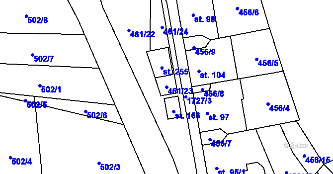 Parcela st. 461/23 v KÚ Nížkov, Katastrální mapa