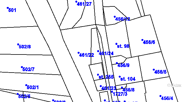Parcela st. 461/24 v KÚ Nížkov, Katastrální mapa