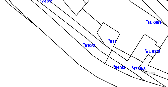 Parcela st. 510/2 v KÚ Nížkov, Katastrální mapa