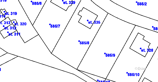 Parcela st. 585/8 v KÚ Nížkov, Katastrální mapa
