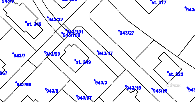 Parcela st. 943/17 v KÚ Nížkov, Katastrální mapa