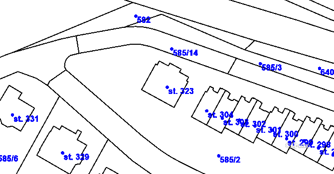 Parcela st. 323 v KÚ Nížkov, Katastrální mapa