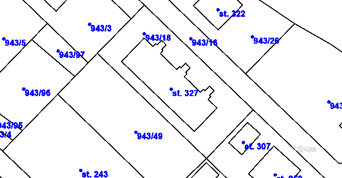 Parcela st. 327 v KÚ Nížkov, Katastrální mapa