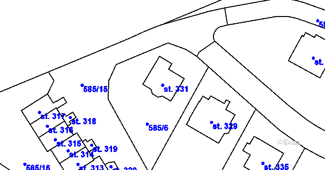Parcela st. 331 v KÚ Nížkov, Katastrální mapa