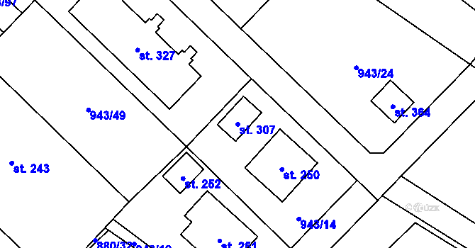 Parcela st. 307 v KÚ Nížkov, Katastrální mapa