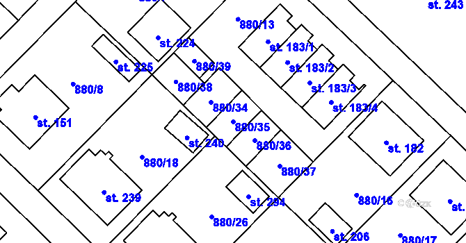 Parcela st. 880/35 v KÚ Nížkov, Katastrální mapa