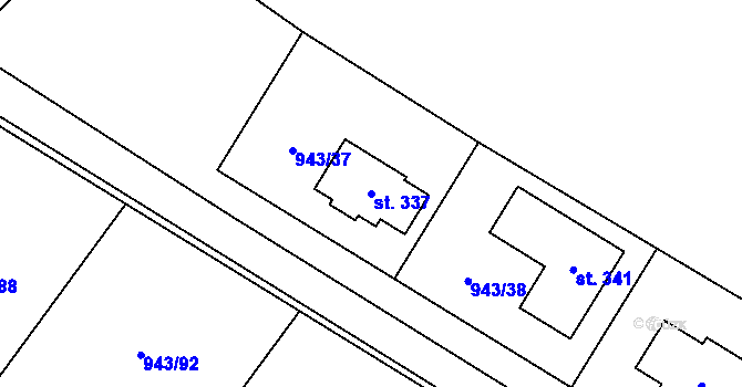 Parcela st. 337 v KÚ Nížkov, Katastrální mapa