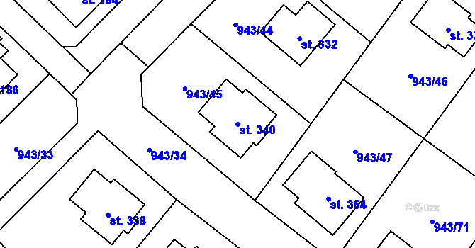 Parcela st. 340 v KÚ Nížkov, Katastrální mapa