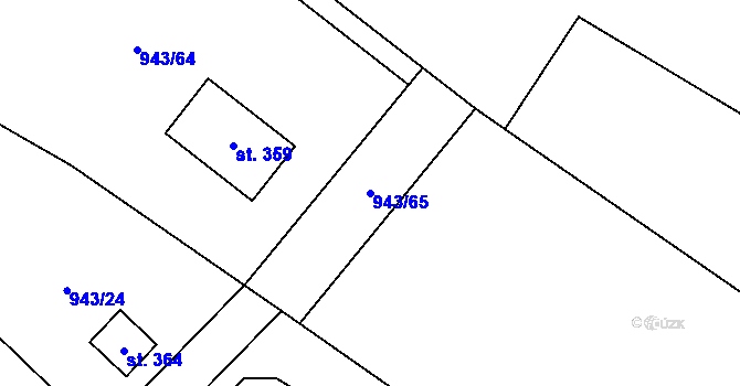 Parcela st. 943/65 v KÚ Nížkov, Katastrální mapa