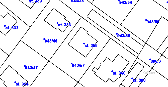 Parcela st. 355 v KÚ Nížkov, Katastrální mapa