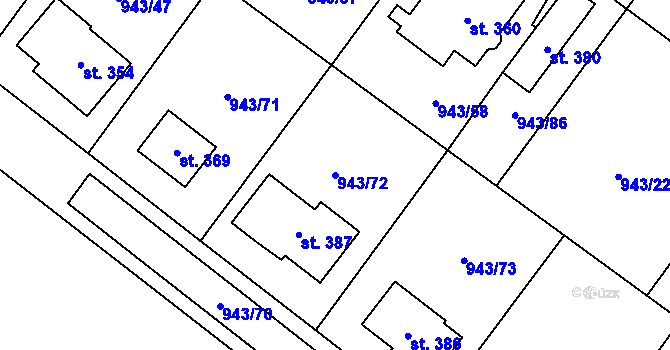 Parcela st. 943/72 v KÚ Nížkov, Katastrální mapa