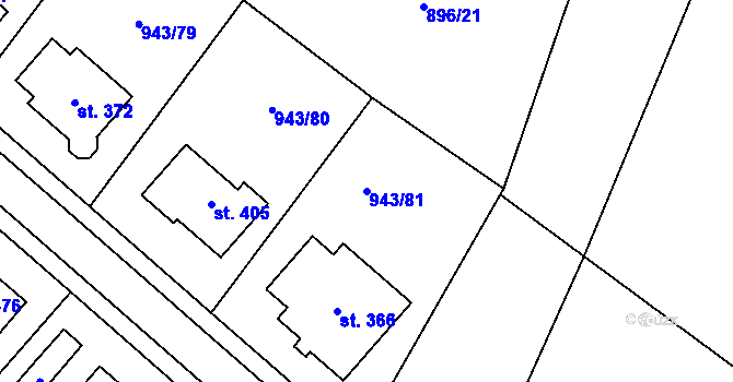 Parcela st. 943/81 v KÚ Nížkov, Katastrální mapa