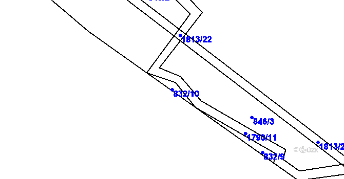 Parcela st. 832/10 v KÚ Nížkov, Katastrální mapa