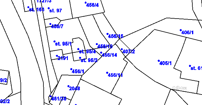 Parcela st. 456/14 v KÚ Nížkov, Katastrální mapa