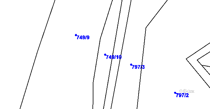 Parcela st. 749/10 v KÚ Nížkov, Katastrální mapa